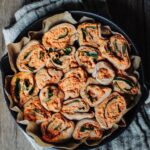 Baked mixed grain pesto bread rolls ups