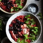 Beetroot dal with roast beetroot and gram flour flatbreads