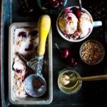 Coconut cherry ripple ice cream (vegan)