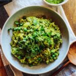 Green risotto with spinach & pea pesto