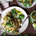 Cauliflower steak with lime and coriander dressing