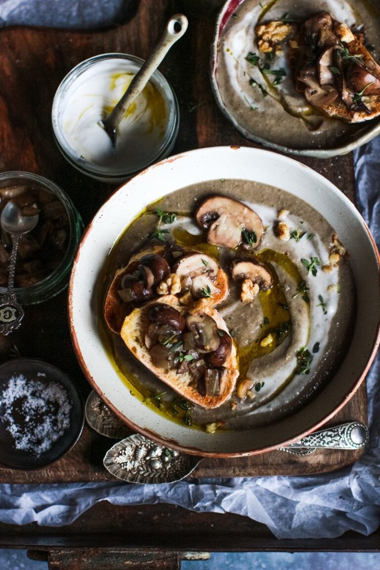 Creamy Mushroom Soup with Truffle Oil & Sourdough Toasts