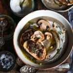 Creamy mushroom soup with truffle oil & sourdough toasts