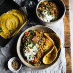 Mung bean stew with gram flour flatbread & gomashio