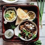 Mushroom shawarma with courgette hummus and flatbread