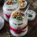 Rhubarb parfait with creamy oats and granola (gluten free)