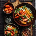 Roast carrot dal with herby raita