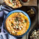 Roast carrot, squash and potato salad with creamy muhammara and dukkah