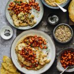 Roast cauliflower, baba ganoush, spiced harissa chickpeas & dukkah