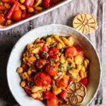 Roast pepper, tomato & caramelised onion white bean bake