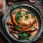 Roast tandoori carrots on butter bean & tomato dip