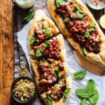 Spiced aubergine pide (turkish flatbread pizza)
