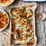 Spiced roast squash & caramelised onion tacos with slaw