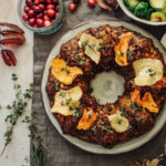 Squash, chestnut and hazelnut nut roast wreath