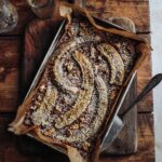 Sticky banana, tahini & walnut bars