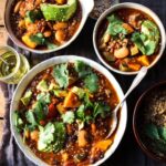 Sweet potato, quinoa & bean chilli with british quinoa  lemon & herb