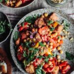Sweet roast pepper & chickpea panzanella salad