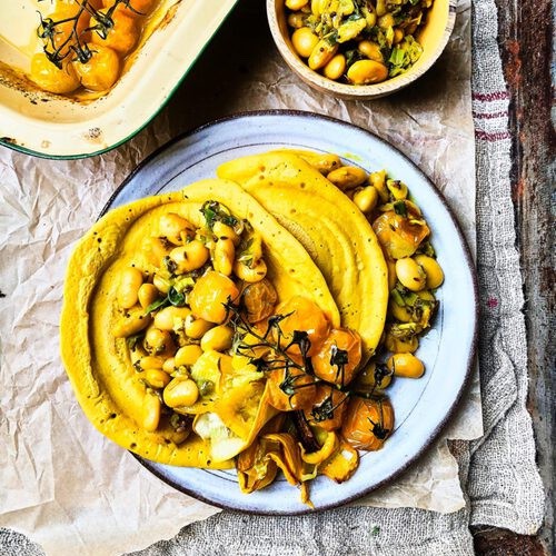 turmeric-gram-flour-crepes-with-spiced-butterbeans-and-roast-yellow-courgette-and-tomatoes 1a