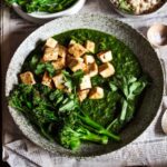 Coconut tofu saag with charred broccoli