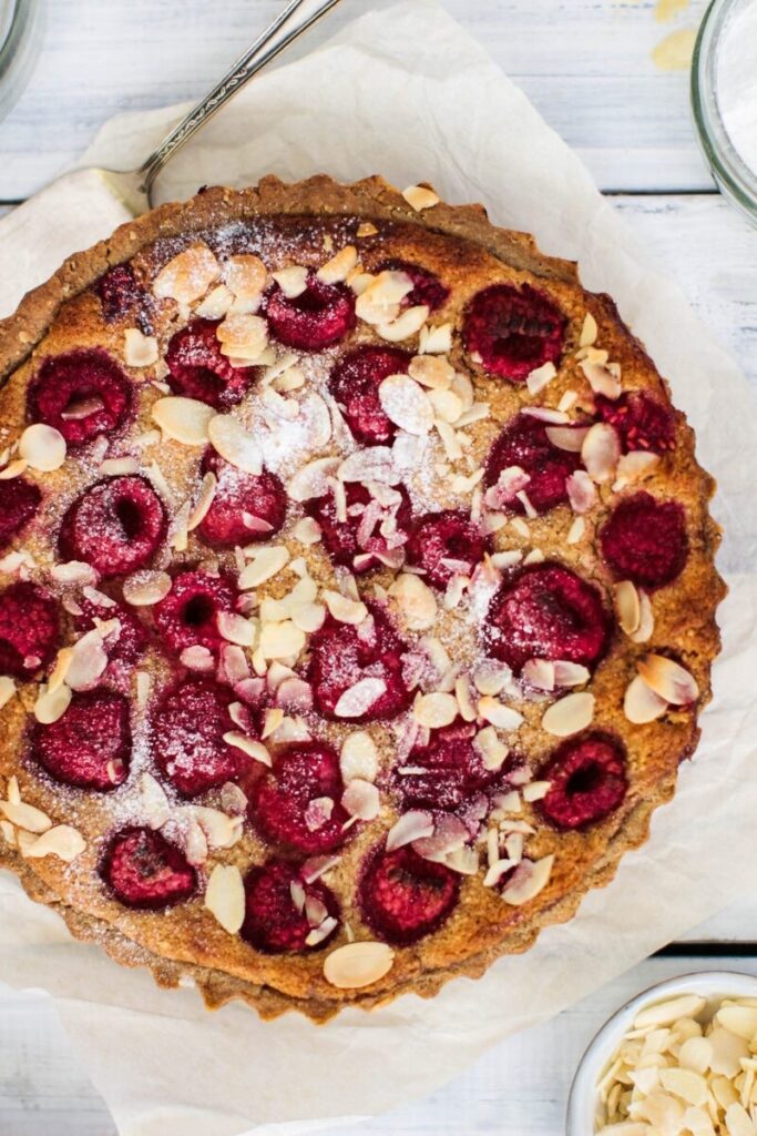 Vegan raspberry bakewell tart (gluten free)