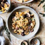 Creamy celeriac, roast garlic and mushroom carbonara
