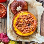 Whole baked pumpkin with harissa rice, oh how wicked!