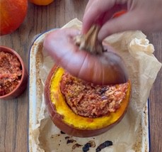 Rebel Recipes Whole Baked Pumpkin Stuffed with Harissa Rice Recipe Image 8