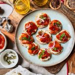 Festive buckwheat blinis with carrot lox & vegan cream cheese